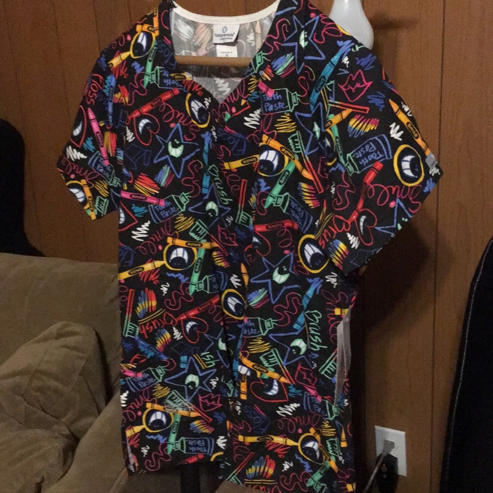 Multi Color Crayon scrub top. Size: M (New)